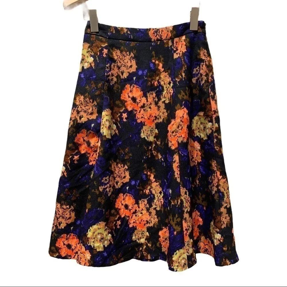 ASTR Neon Floral A-Line Midi Skirt